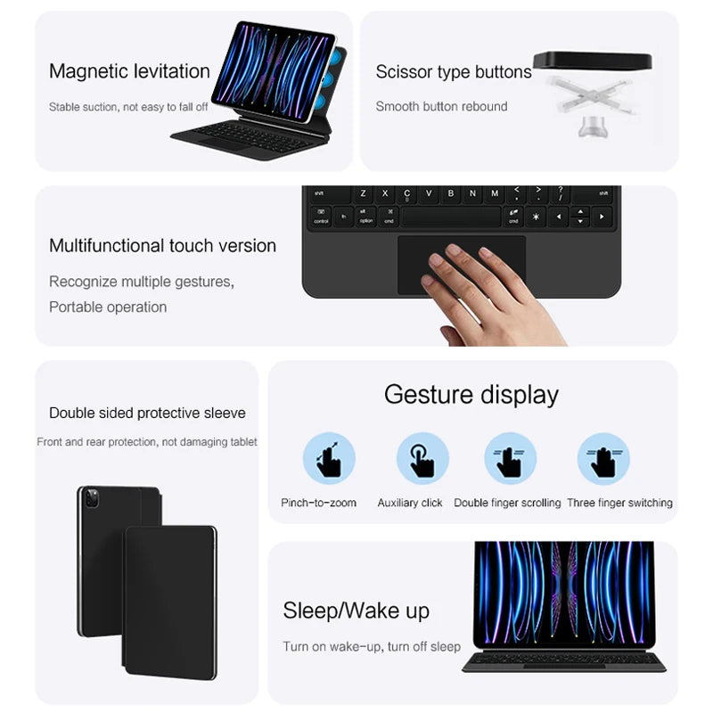Backlit Trackpad Keyboard Case for Tablets