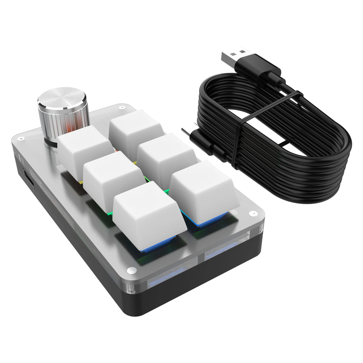 Mini 6-Key Macro Keypad with Knob - White