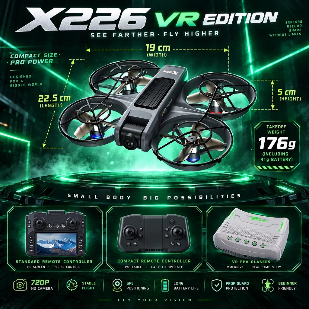 Mini VR drone with 720P camera and 2 batteries, view 2