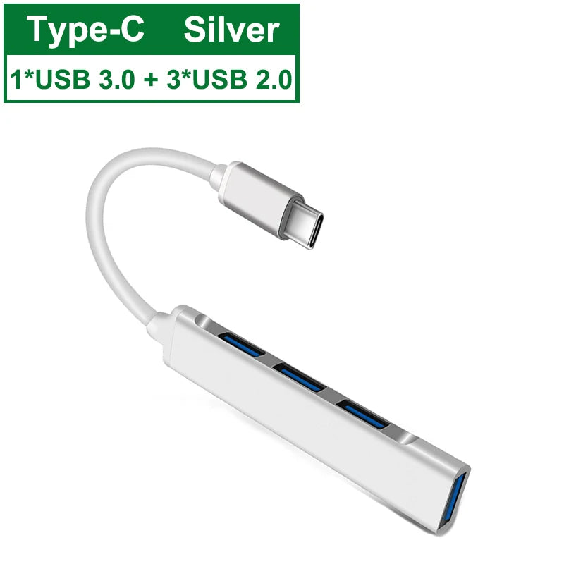 4-Port USB Hub Adapter - USB-C Silver