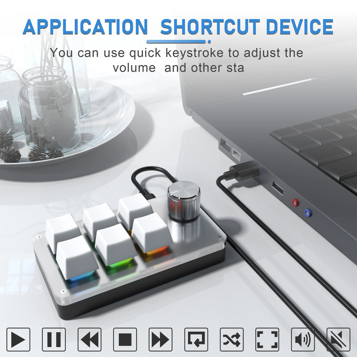 Mini 6-Key Macro Keypad with Knob