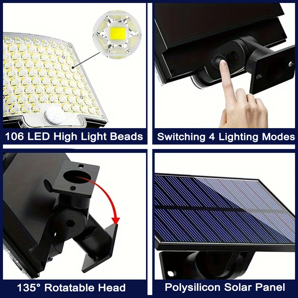 106 LED solar motion sensor wall light with remote, view 9