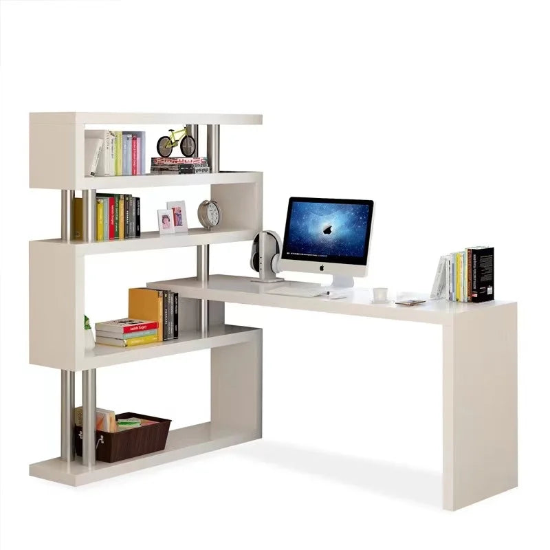 Standing Computer Desk with Bookshelf