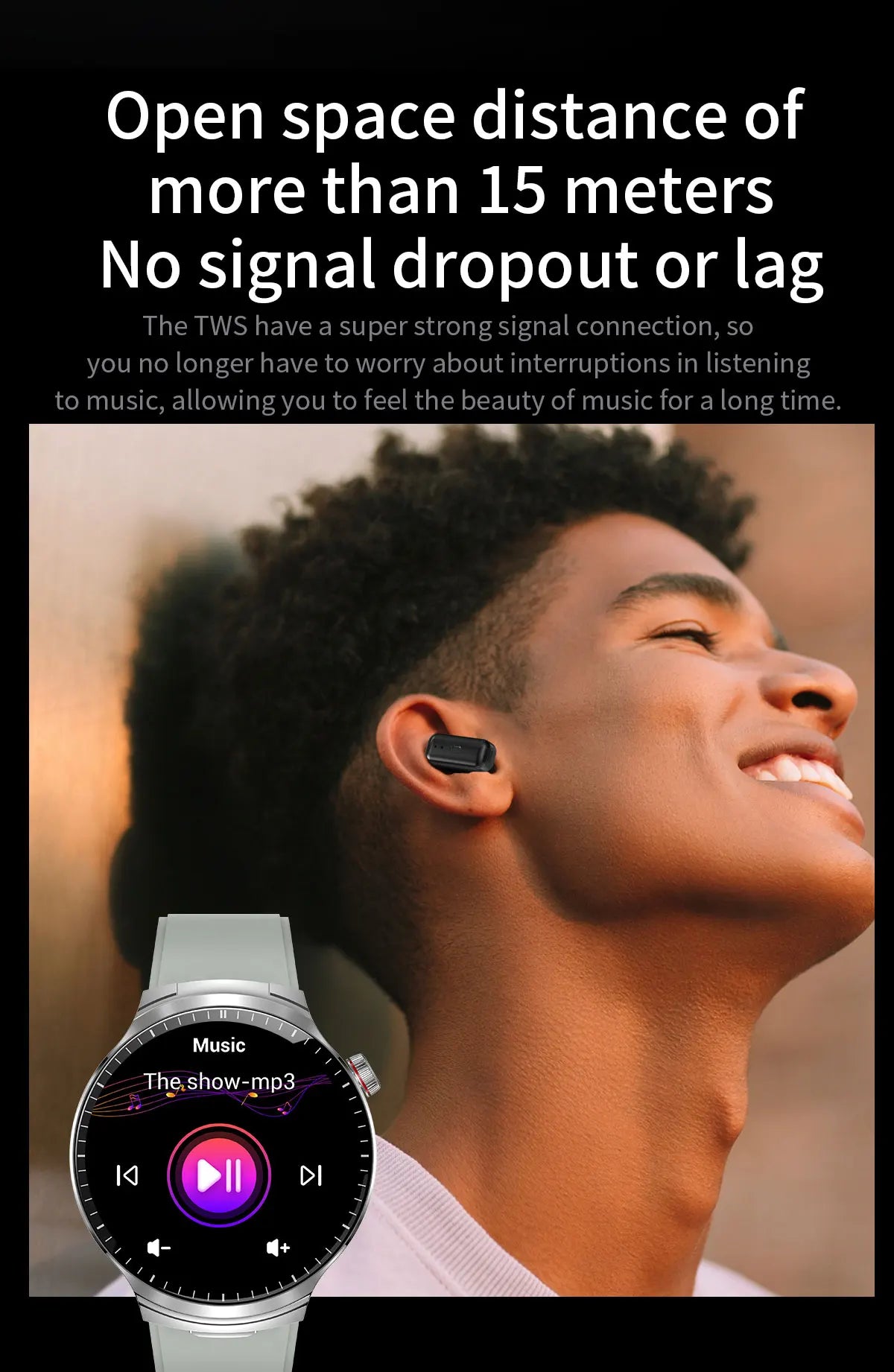 Smart Watch with Built-in Wireless Earbuds