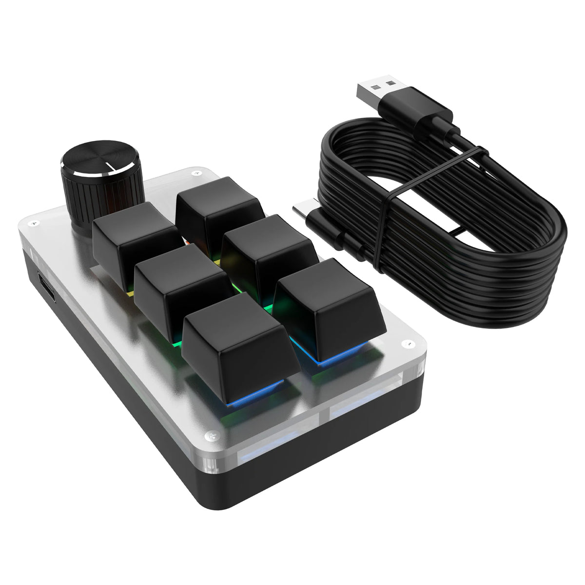 Mini 6-Key Macro Keypad with Knob - Black
