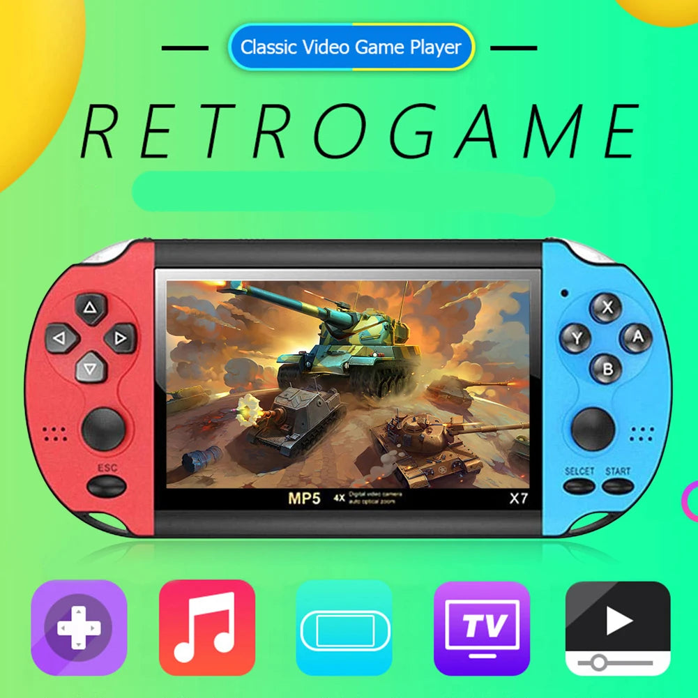 Handheld Retro Game Console with Built-in Games