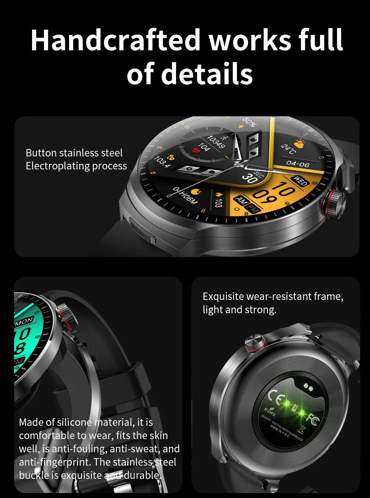 Smart Watch with Built-in Wireless Earbuds