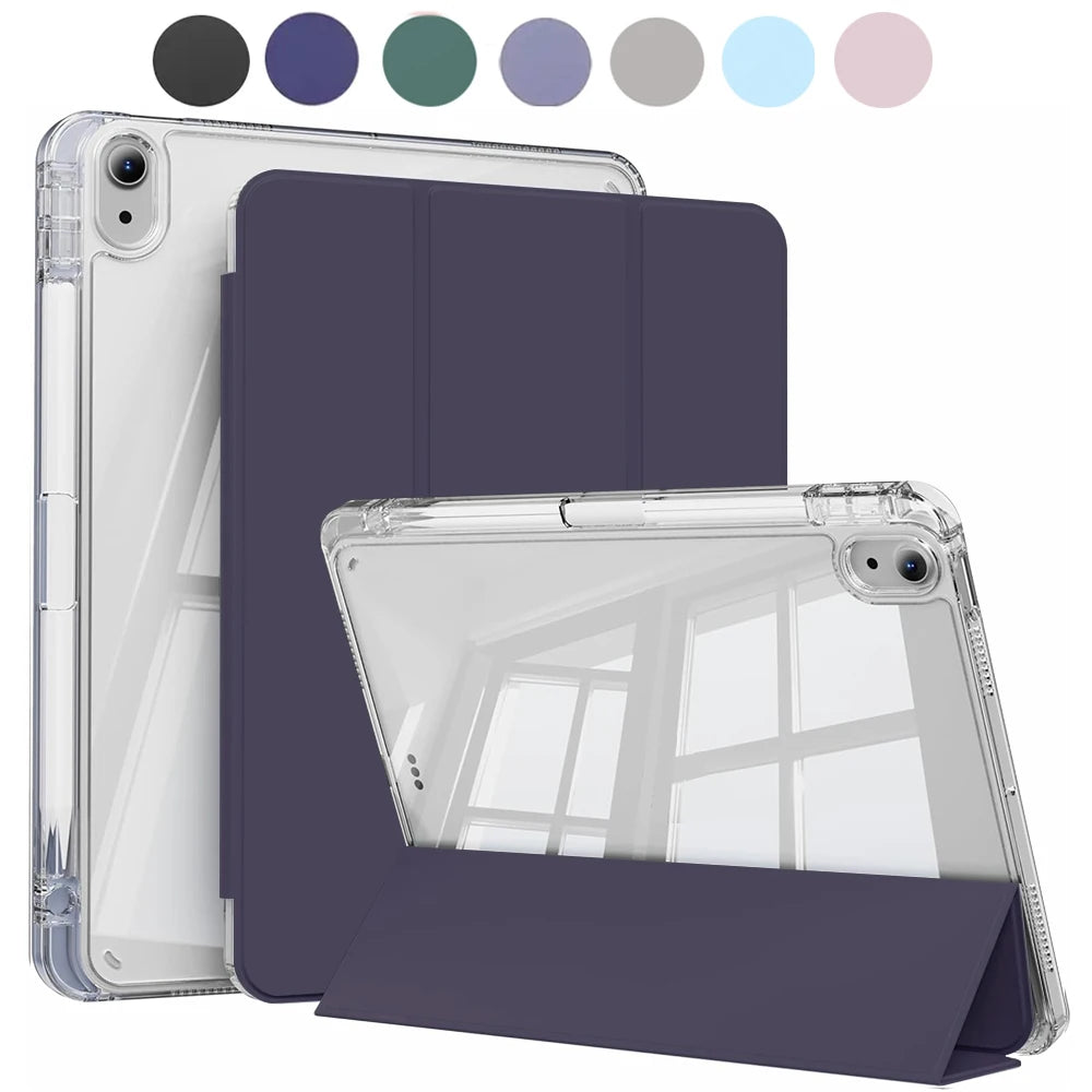 Clear Tablet Case with Pencil Holder - Navy Blue