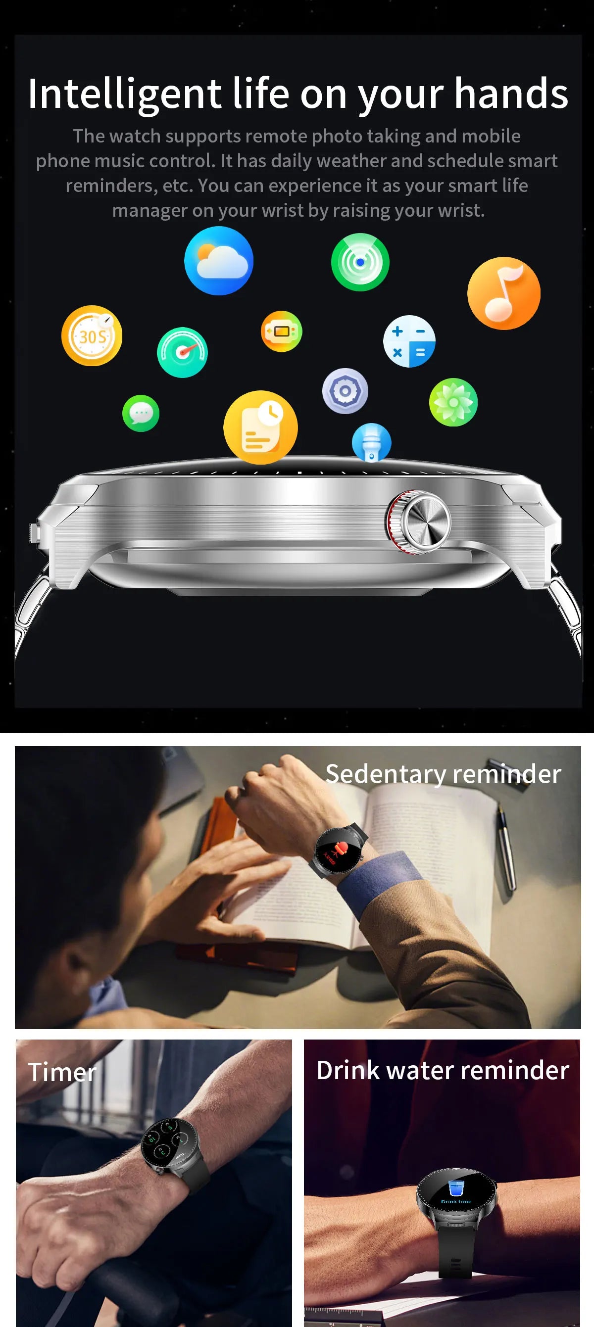 Smart Watch with Built-in Wireless Earbuds