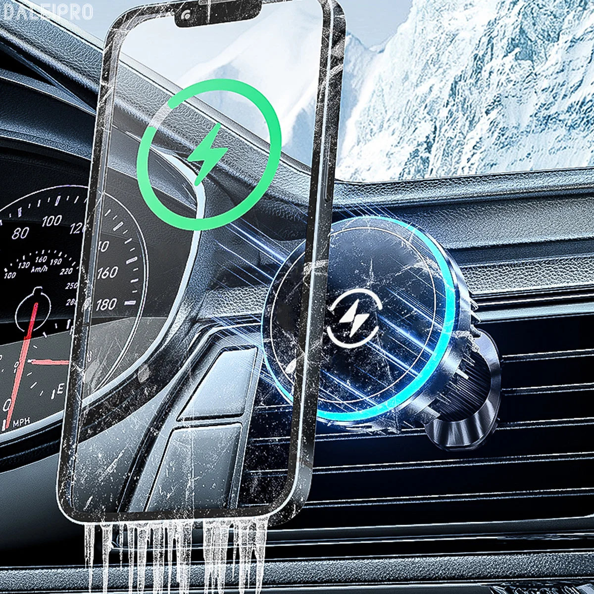Cooling Magnetic Car Phone Mount with Wireless Charger