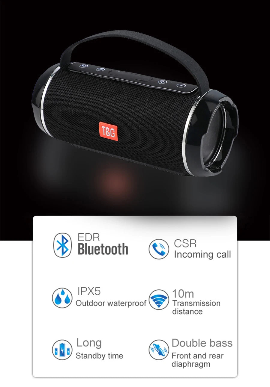 Portable Barrel Bluetooth Speaker with Strap