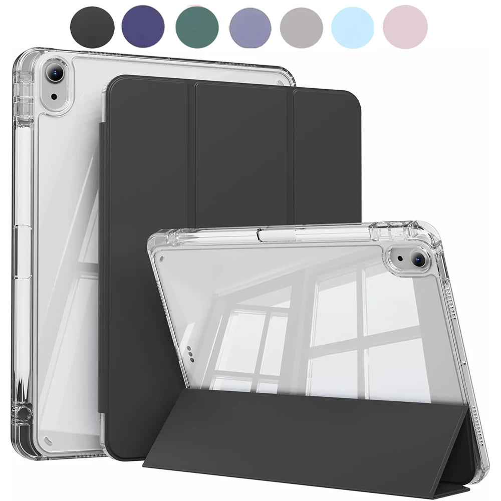 Clear Tablet Case with Pencil Holder - Black