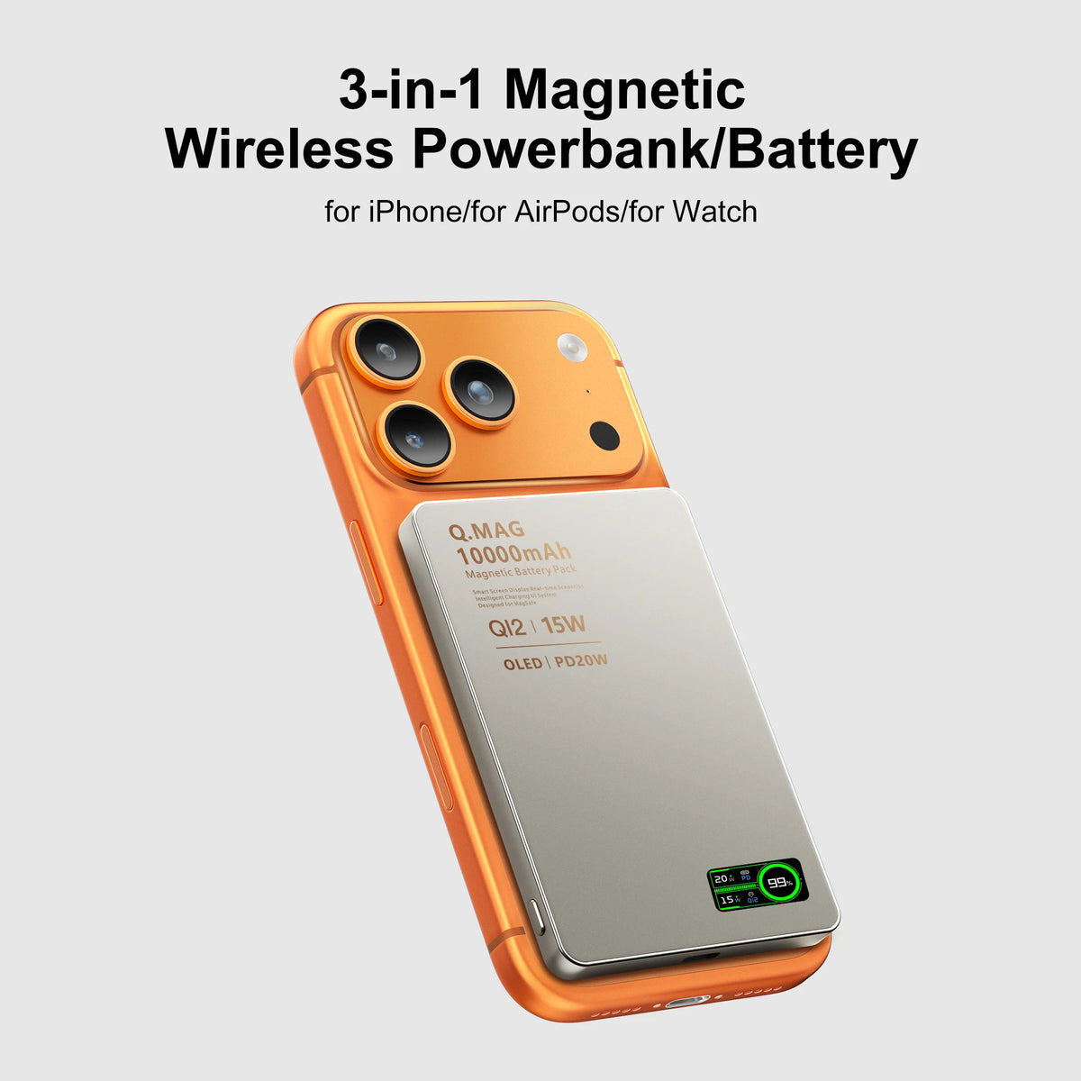 Magnetic Wireless Power Bank 3-in-1