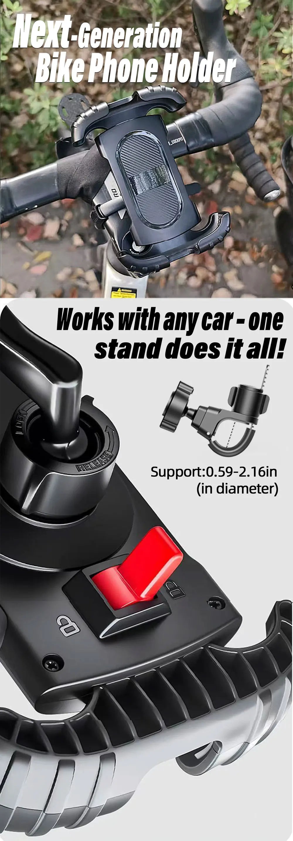 Rotating Non-Slip Bike Phone Mount