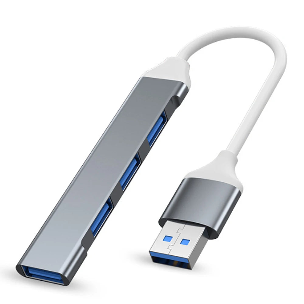 4-Port USB Hub Adapter - USB-A Grey