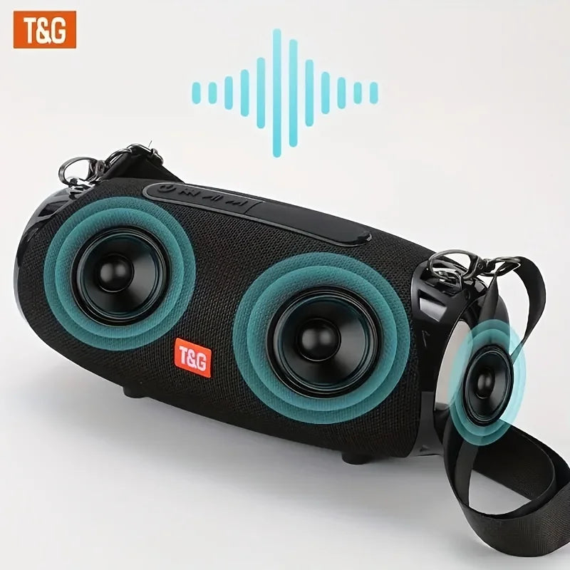 Portable barrel Bluetooth speaker with carry strap, view 24