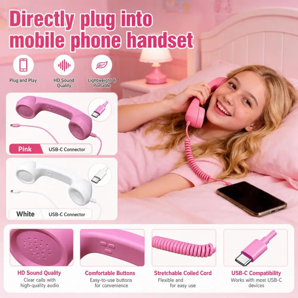USB-C Retro Phone Handset Receiver