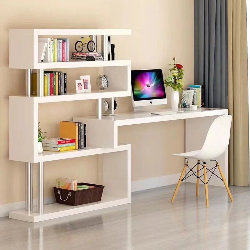 Standing Computer Desk with Bookshelf