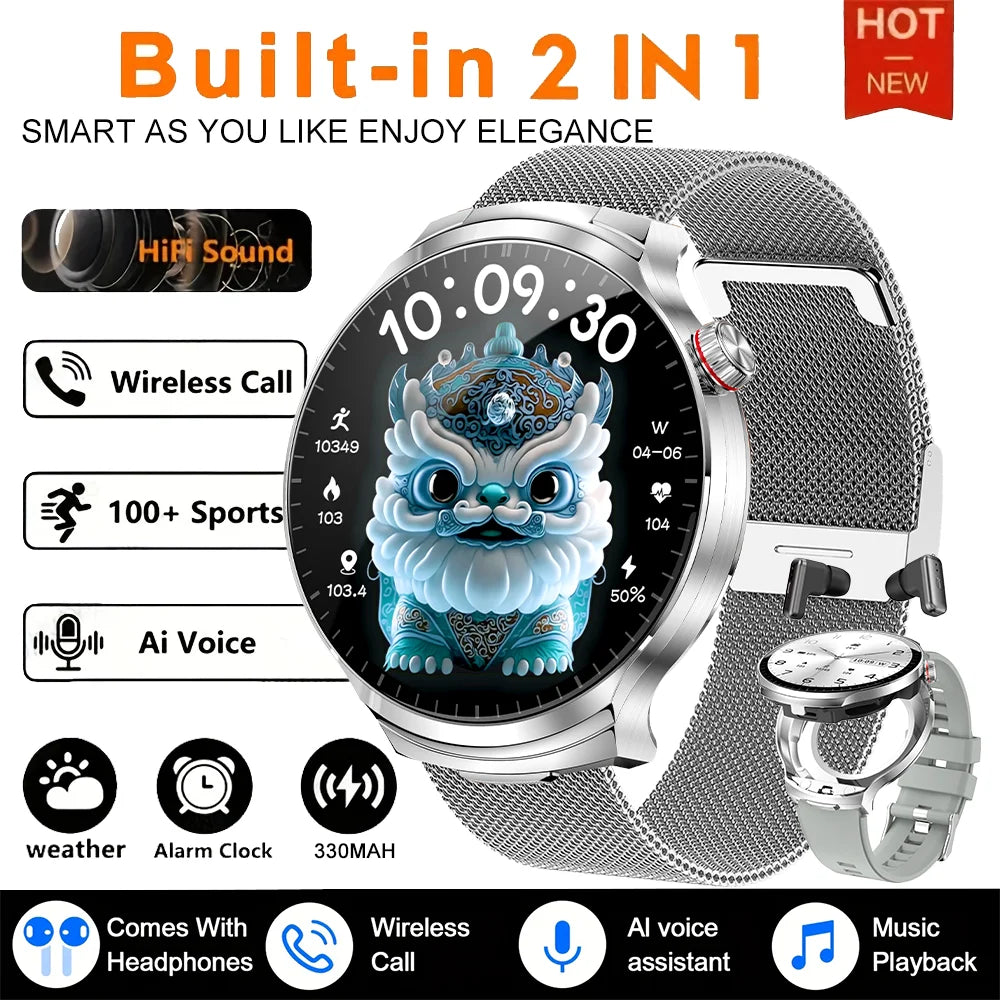 Smart Watch with Built-in Wireless Earbuds