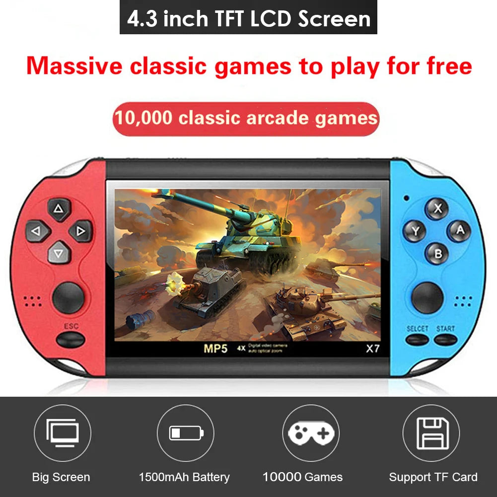 Handheld Retro Game Console with Built-in Games