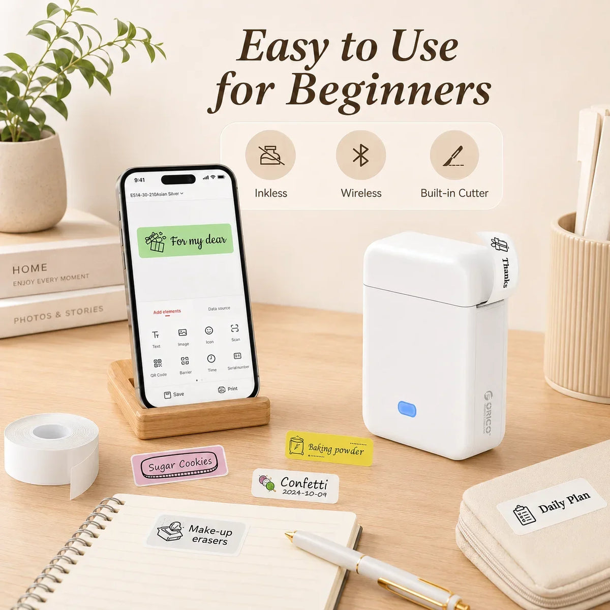 Mini Ink-Free Label Printer
