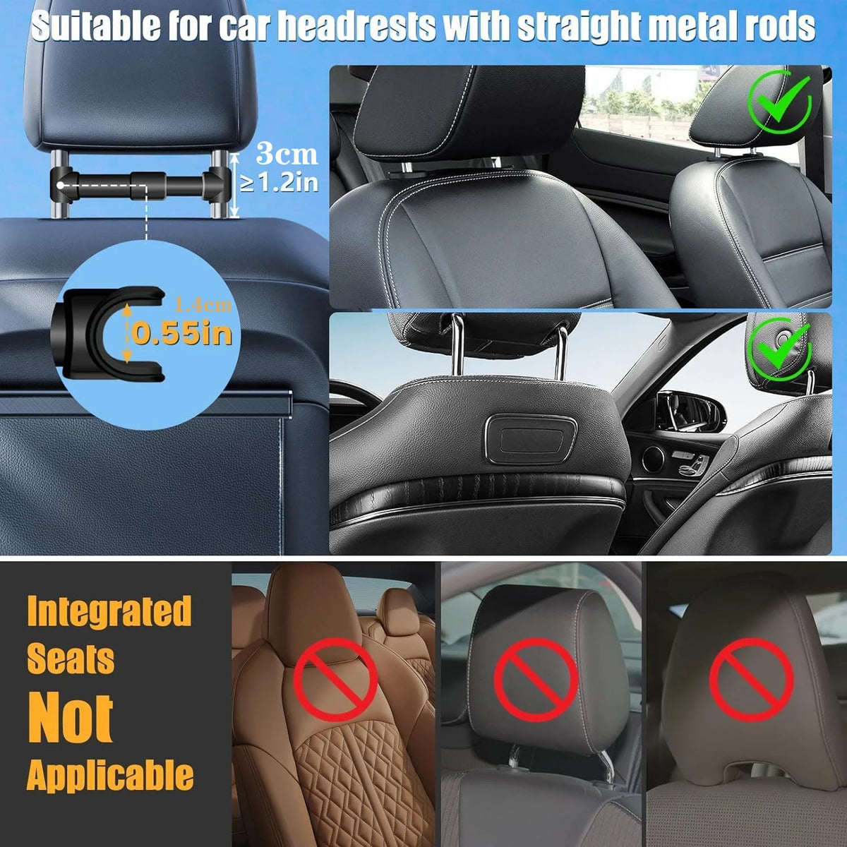 Car Headrest Tablet Holder