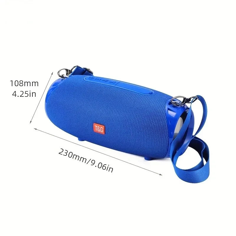 Portable barrel Bluetooth speaker with carry strap, view 18