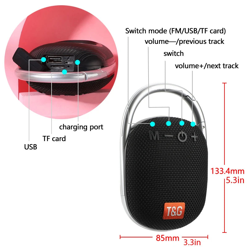Portable Bluetooth Speaker with Bass
