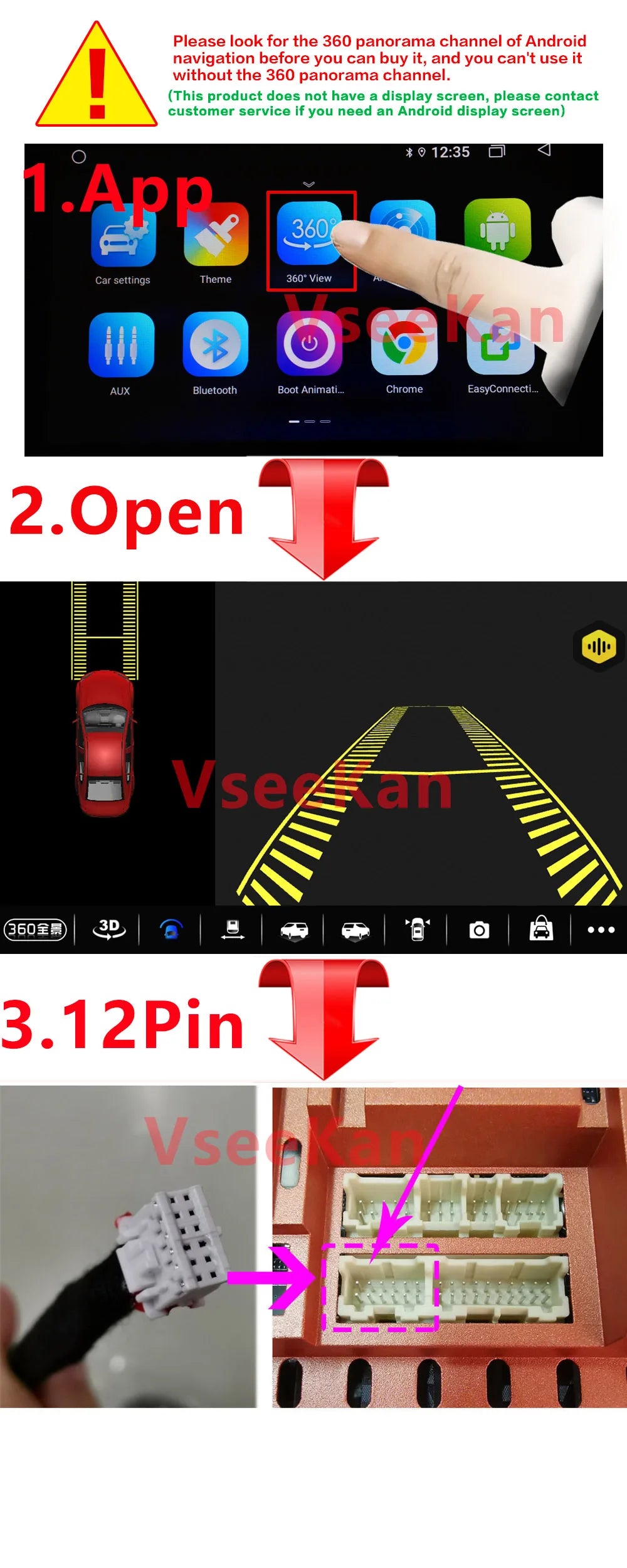 360° Car Camera System, 4 Cameras