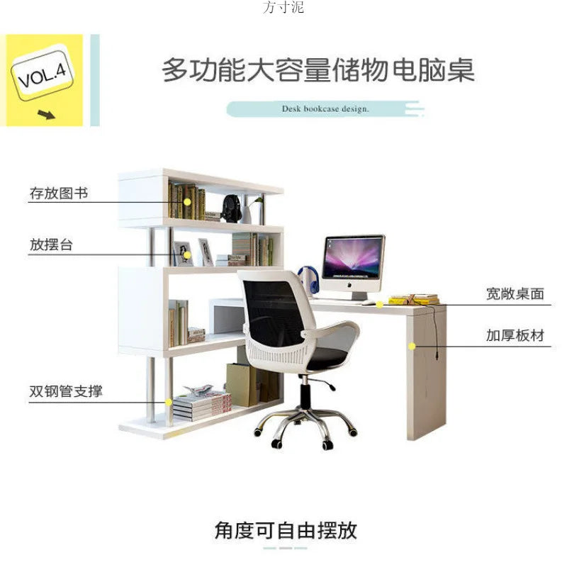 Standing Computer Desk with Bookshelf
