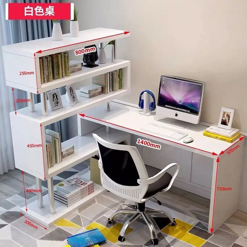 Standing Computer Desk with Bookshelf