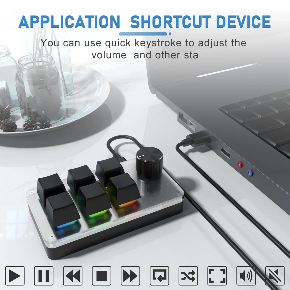 Mini 6-Key Macro Keypad with Knob