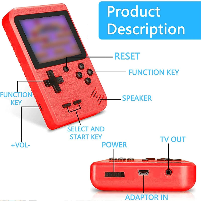 Mini Retro Handheld Game Console with Carry Case