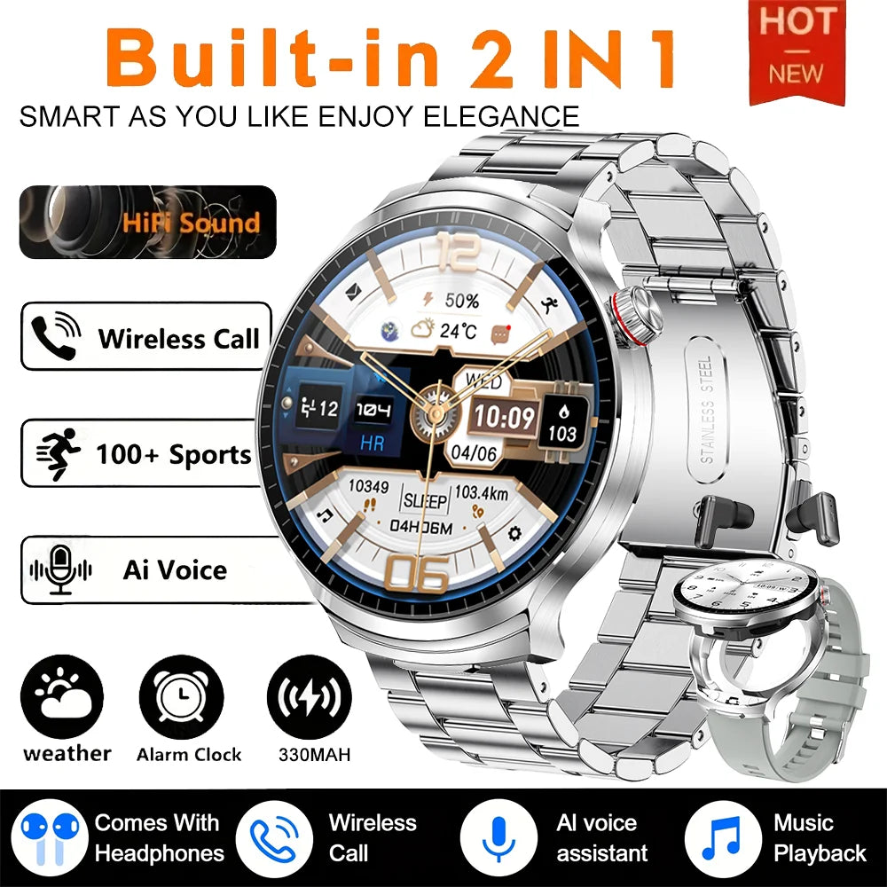 Smart Watch with Built-in Wireless Earbuds