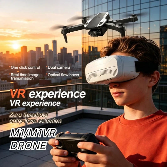 Foldable camera drone with VR headset