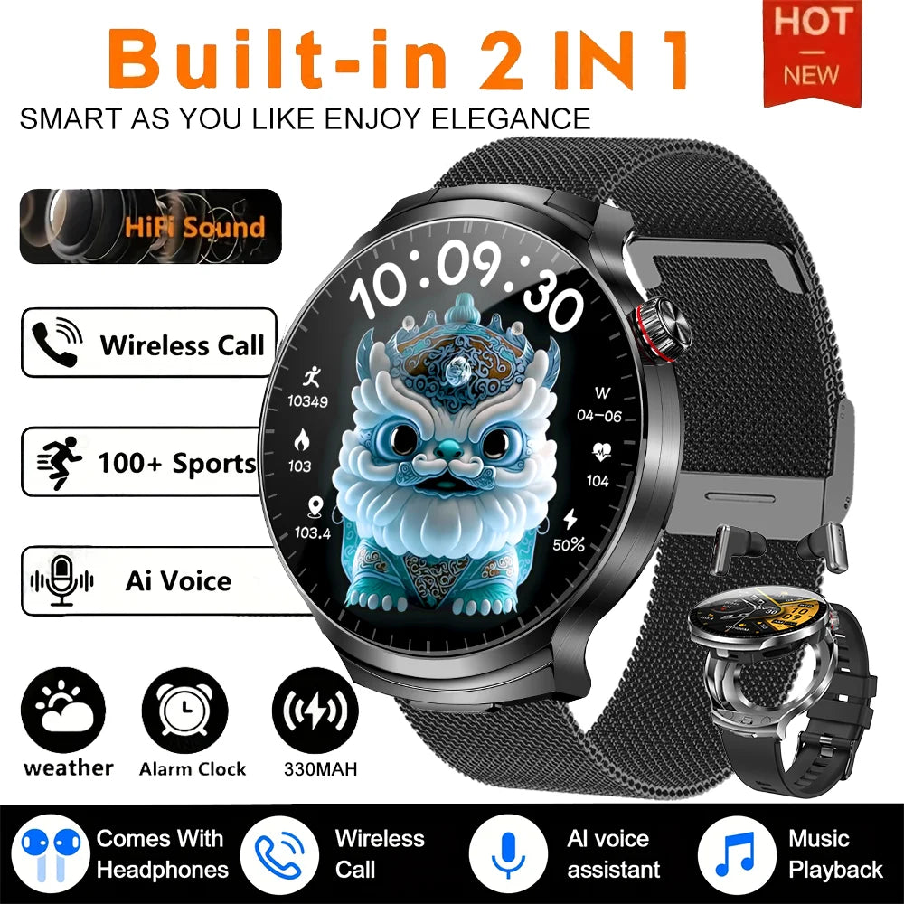 Smart Watch with Built-in Wireless Earbuds