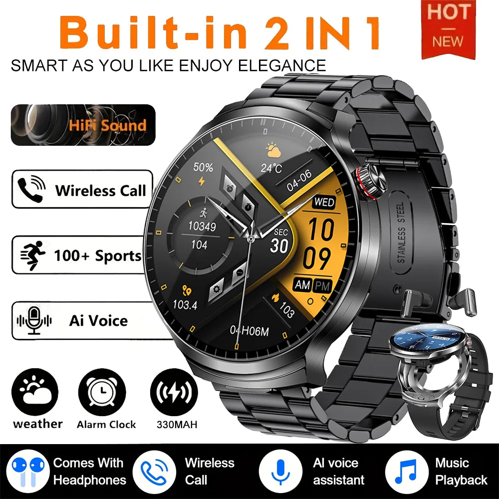 Smart Watch with Built-in Wireless Earbuds