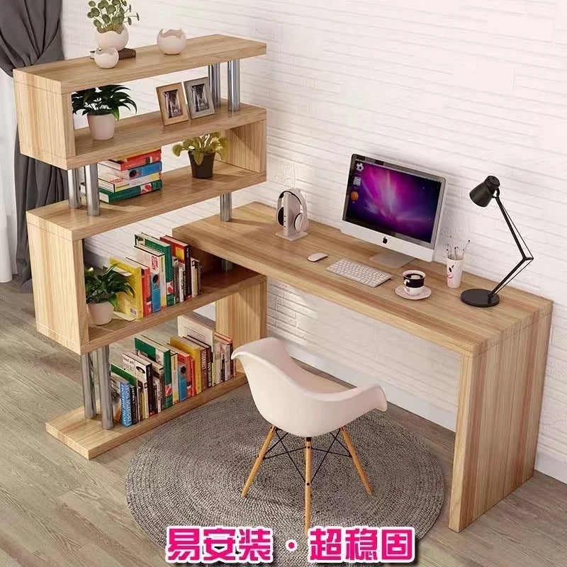 Standing Computer Desk with Bookshelf