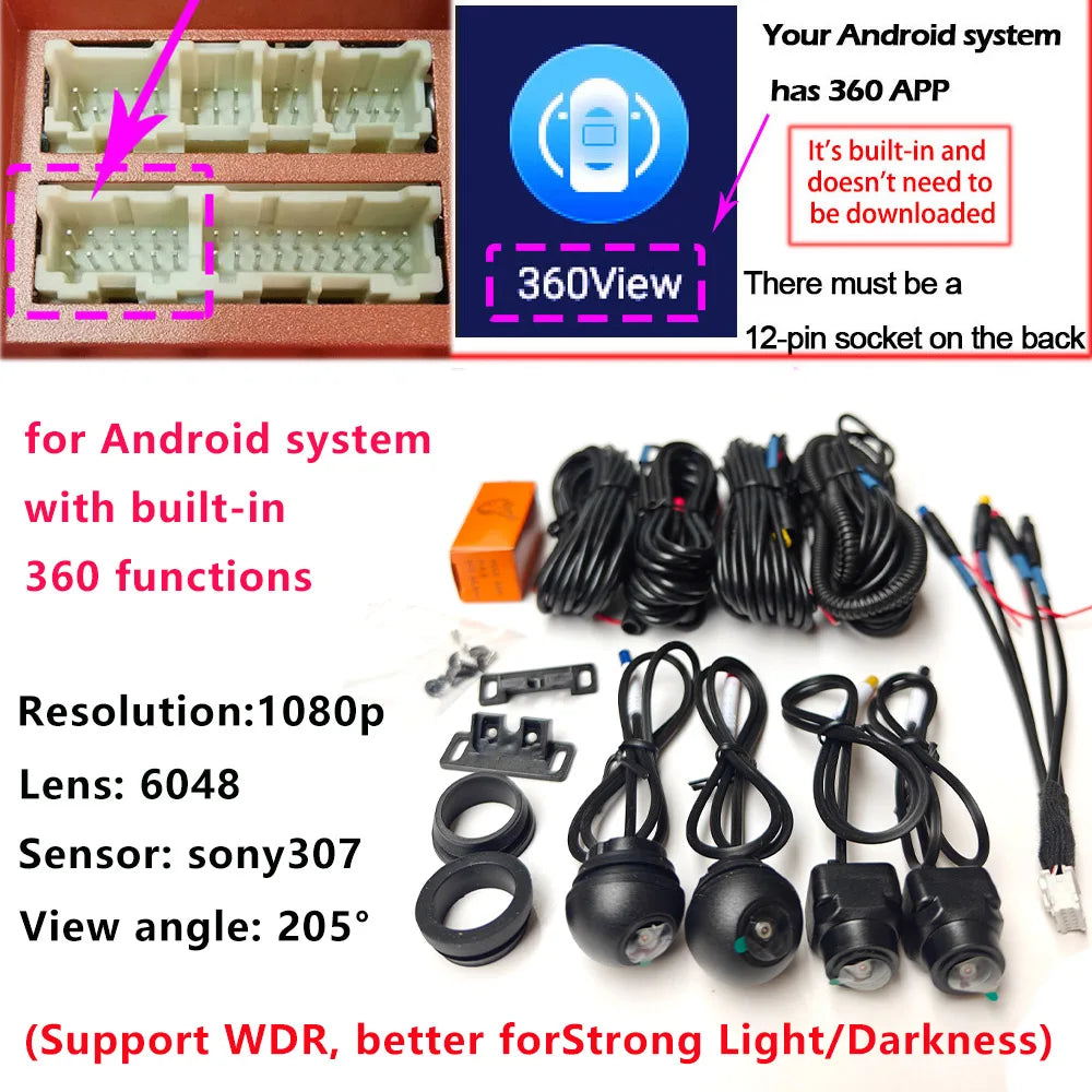 360° Car Camera System, 4 Cameras