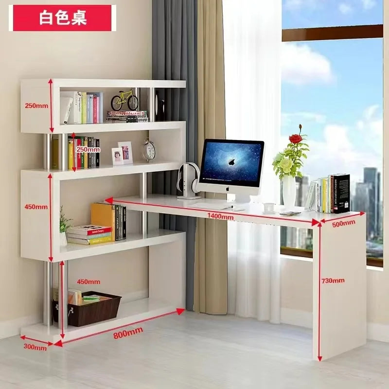 Standing Computer Desk with Bookshelf