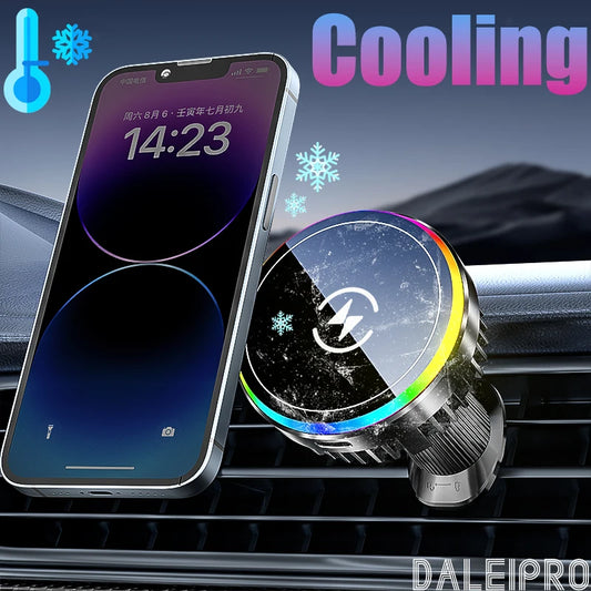 Cooling Magnetic Car Phone Mount with Wireless Charger