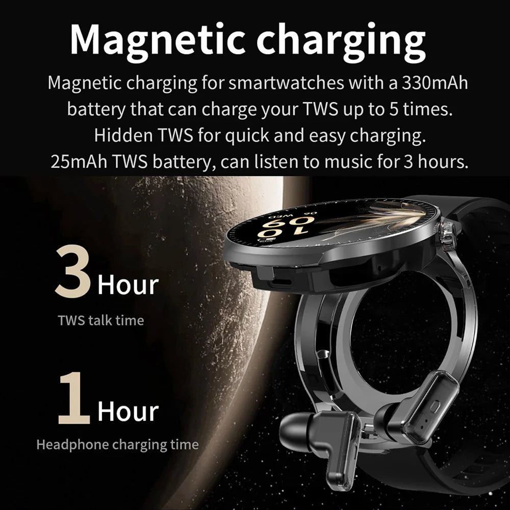 Smart Watch with Built-in Wireless Earbuds