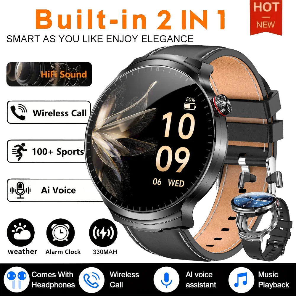 Smart Watch with Built-in Wireless Earbuds