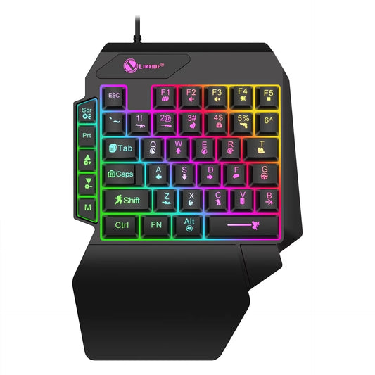 One-Hand Mini Gaming Keyboard, 35 Keys, Backlit