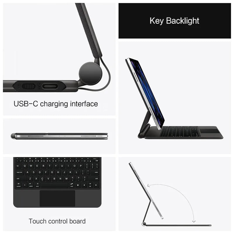 Backlit Trackpad Keyboard Case for Tablets