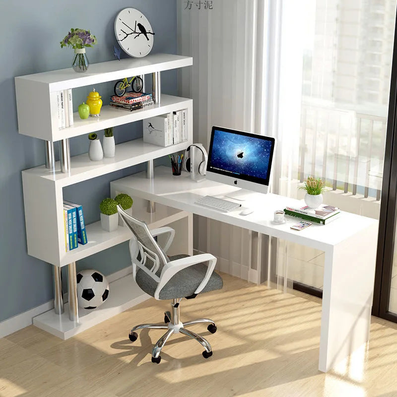 Standing Computer Desk with Bookshelf