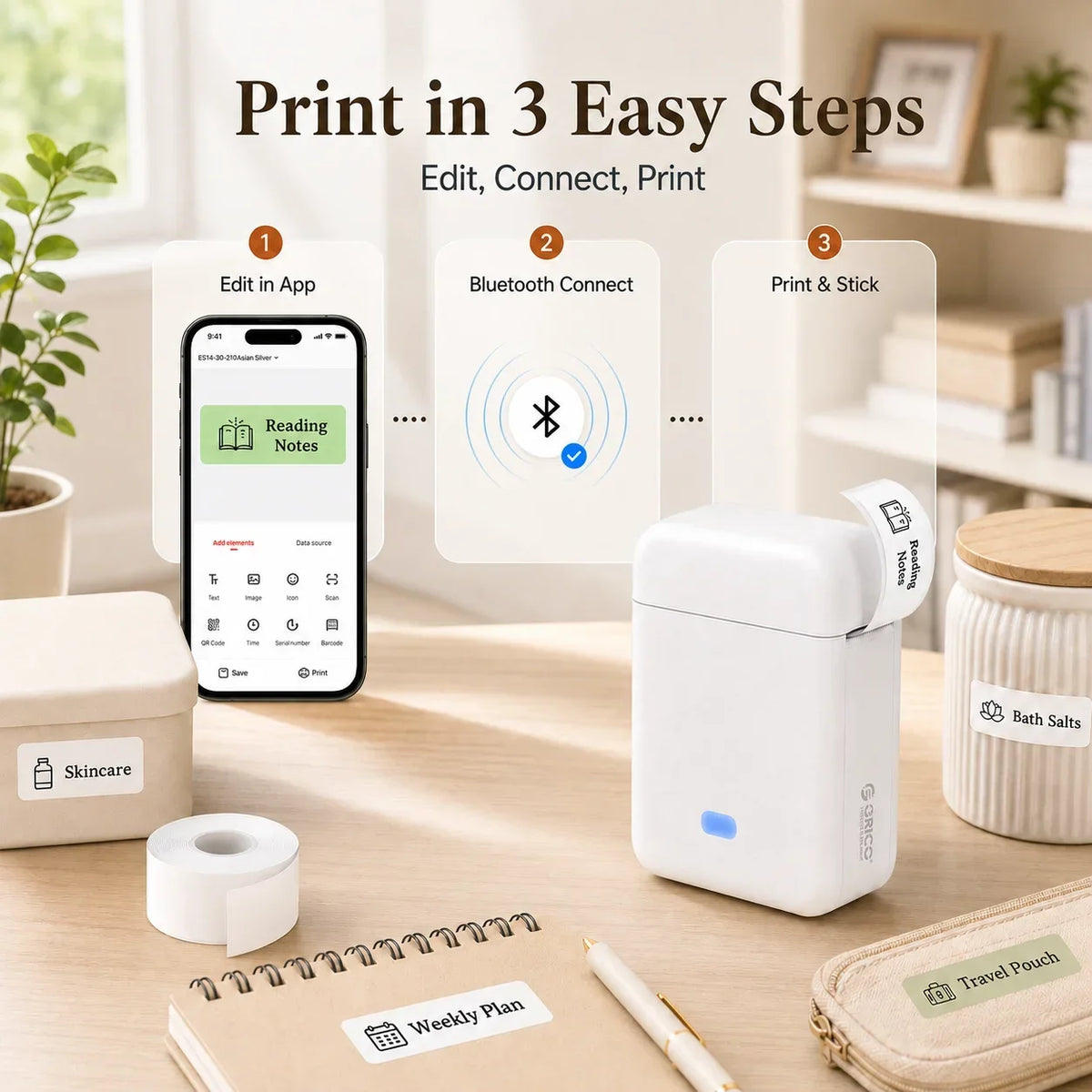 Mini Ink-Free Label Printer