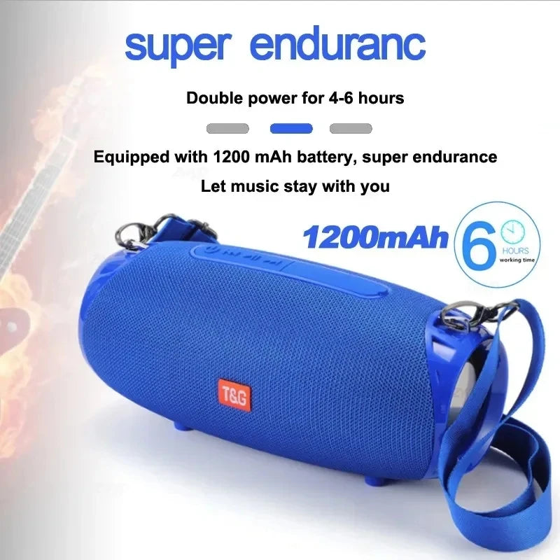 Portable barrel Bluetooth speaker with carry strap, view 16