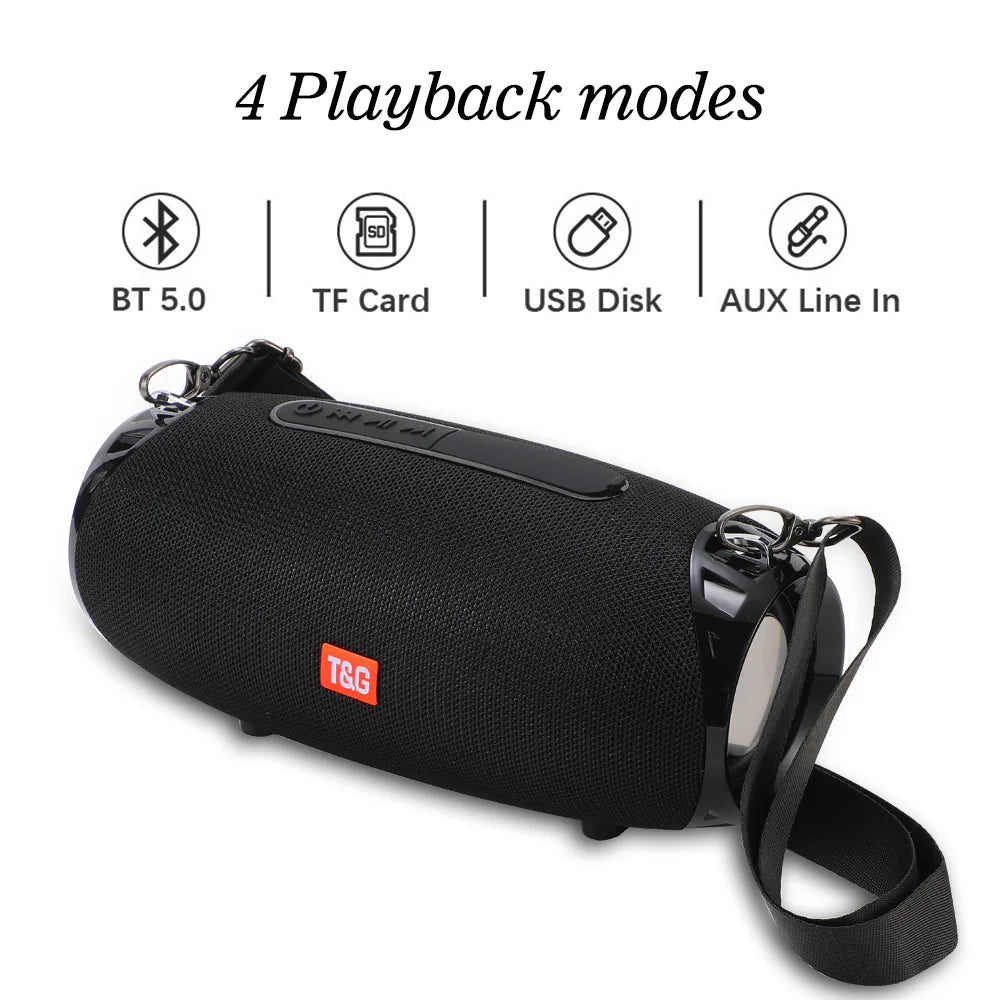 Portable barrel Bluetooth speaker with carry strap, view 10