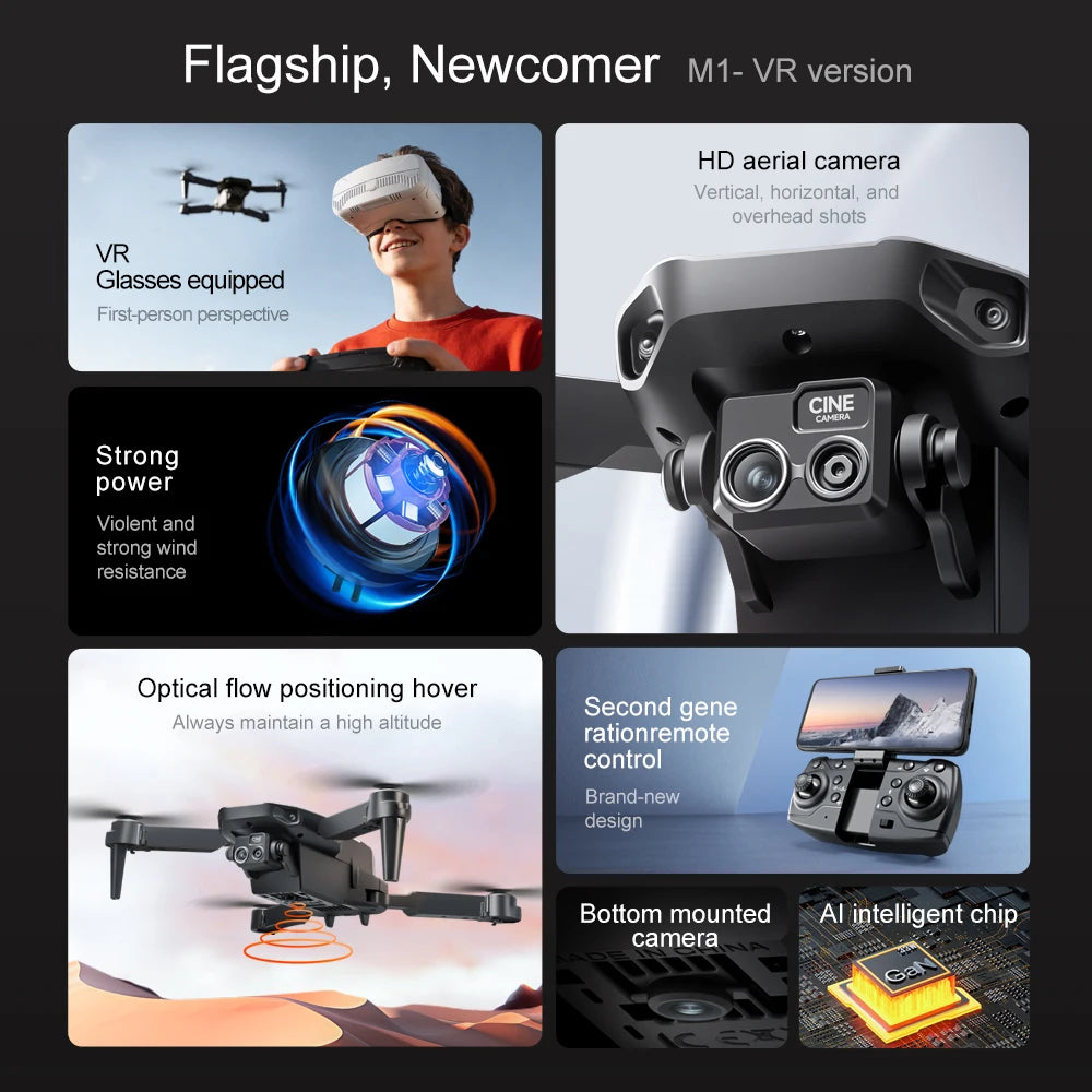 Foldable camera drone with VR headset, view 5